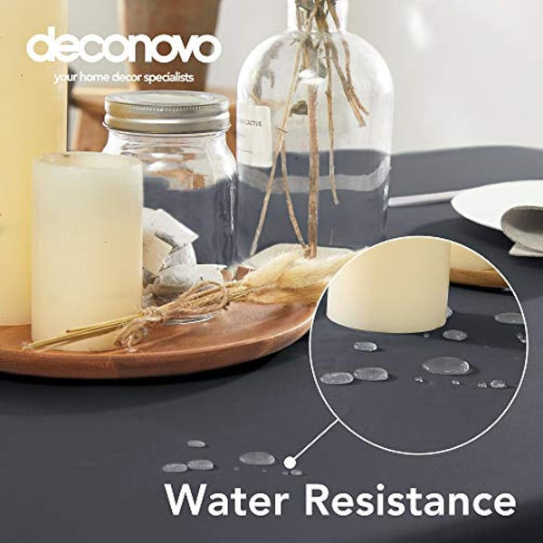 Deconovo Home Decorative Oxford Wipeable Tablecloth Rectangle Water Resistant Tablecloth for Patio Table Table 140x240cm(55x95in) Dark Grey