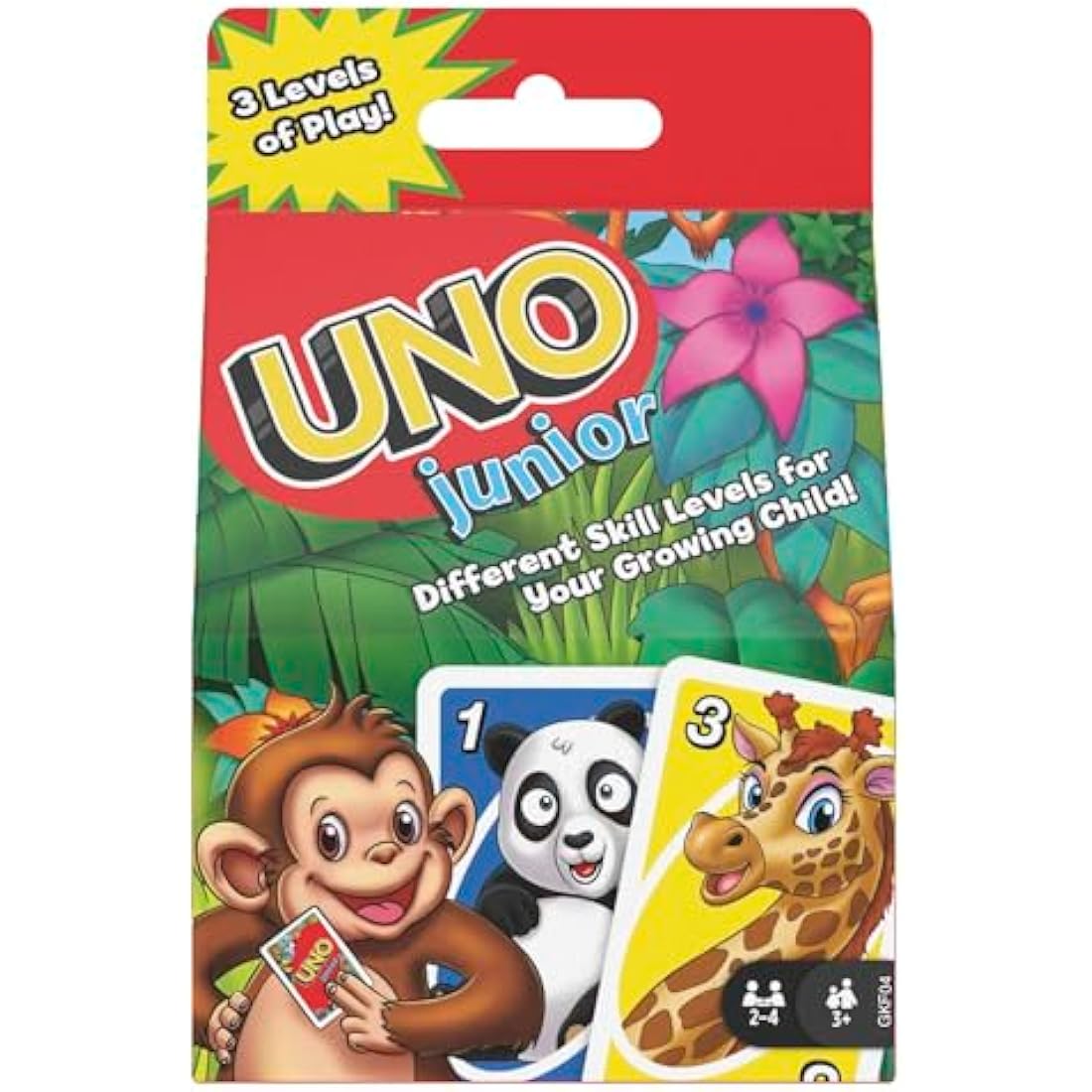 UNO Junior Card Game with 45 Cards, Gift for Kids 3 Years Old & Up, GKF04