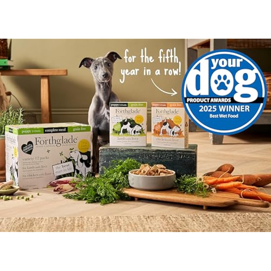 Forthglade Complete Natural Wet Dog Food - Grain Free Chicken with Liver & Vegetables (18 x 395g) Trays - Puppy Dog Food 2-12 months
