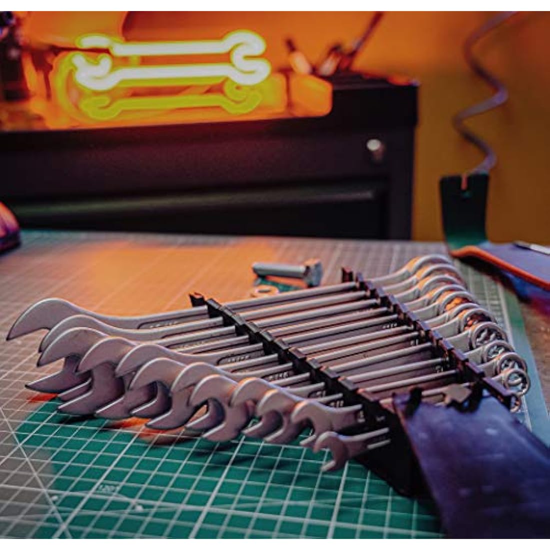 Combination Spanner Set 12 pcs. inch, inch Sizes 1/4" - 15/16" by WIESEMANN 1893 I Spanner Set in Tool Holder I 80362