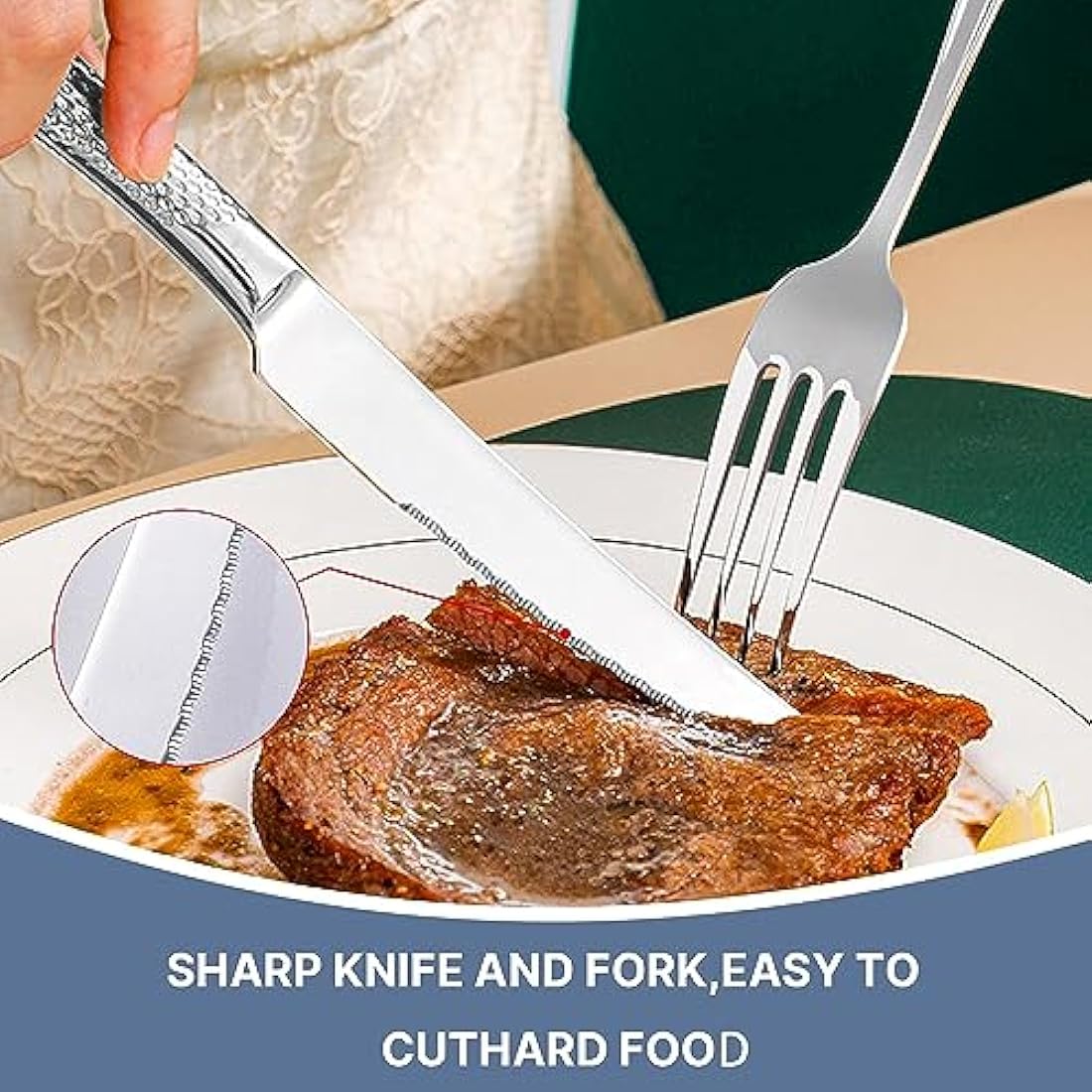 Gilded Silverware Set, 24 Piece Cutlery Set with Holder, Service for 6, Mirror Polished Tableware Set for Home Kitchen (Silvery)