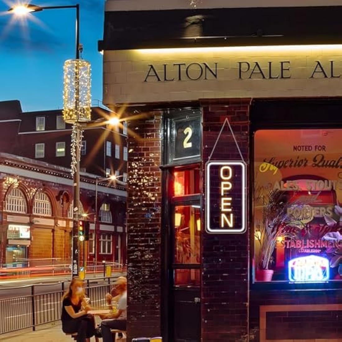 LightingWill LED Neon Open Sign, 16"x 9" Ultra Bright Open Signs for Business, Dimmable 5V USB Light Up Signs for Business Window, Coffee Shops, Stores, Restaurants Bars Hotel, Vertical