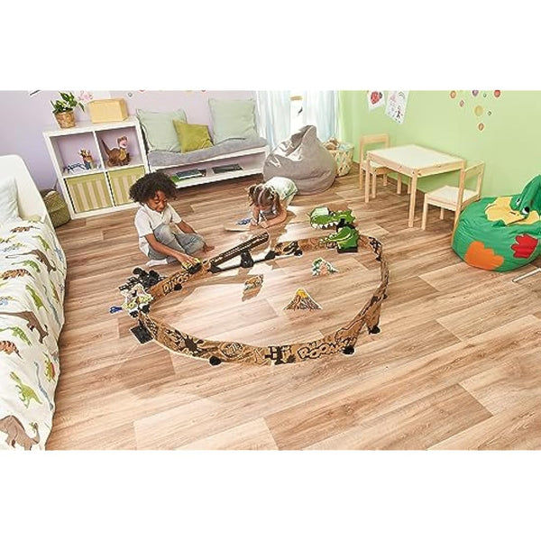 VTech Car-Board Racers Off-Roader & Track, Cardboard Race PlaySet with Stunt Jump for Kids, Off Road Car, Dinosaur Tunnel & Bridge, Vehicle Fun For Children Age 5, 6, 7 + Years, English Version
