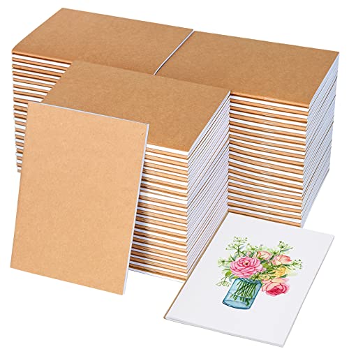 100 Pack Mini Kraft Paper Notebook 52 Pages A6 Mini Notebooks bulk, Blank Mini Notebooks Notepad Journal Composition Notebooks Sketchbooks for Kids Classroom Students Teacher Supplies, 4.1 x 5.7 Inch