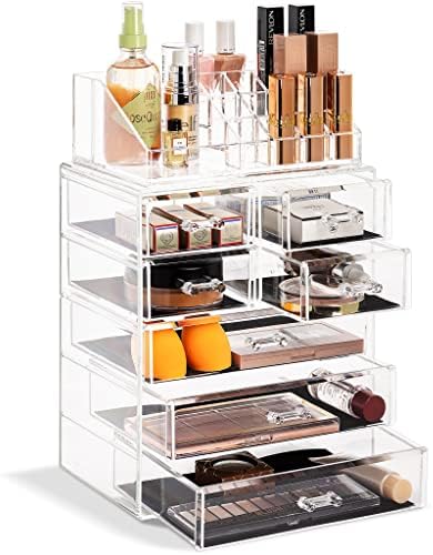 Sorbus Acrylic Cosmetic Jewelry Storage Box Spacious Design Ideal for Bathroom, Dresser, Dressing Table and Countertop