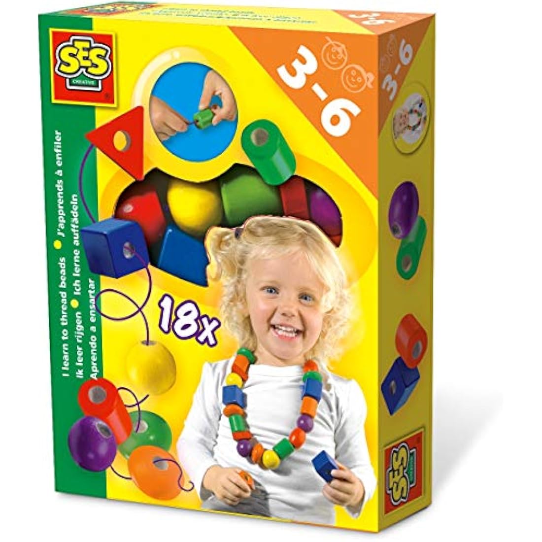 SES Creative 14808 Children's I Learn to Thread Beads, Blue