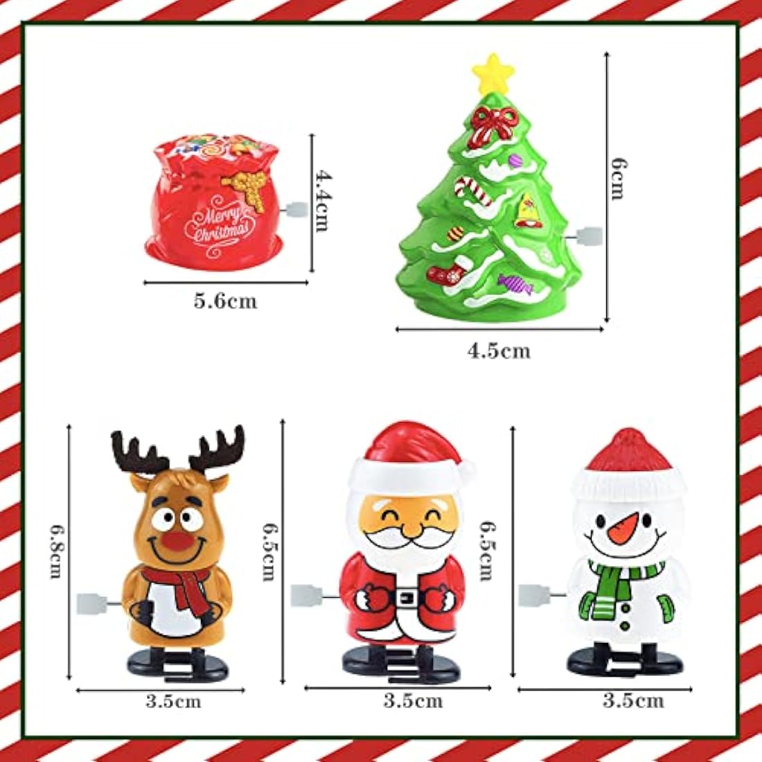Christmas Cracker Gift Fillers - 5Pack Wind Up Racing Toys, Shake Head Walking Clockwork Spring Jumping Toys for Kids' Stocking & Party Bag