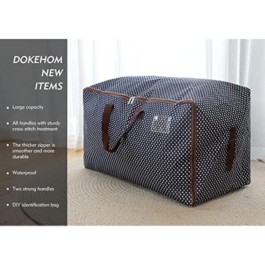 DOKEHOM 3-Pieces 105L Large Storage Bag, Fabric Clothes Bag, Thick Ultra Size Under Bed Storage, Moisture proof (Blue, 3 Pack)