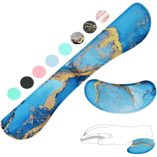 ZIBLY Wrist Rest Keyboard and Mouse Set - Anti-Skid Non Slip Ergonomic Wrist Cushion Support Pad (Blue Marble 2 Pcs)