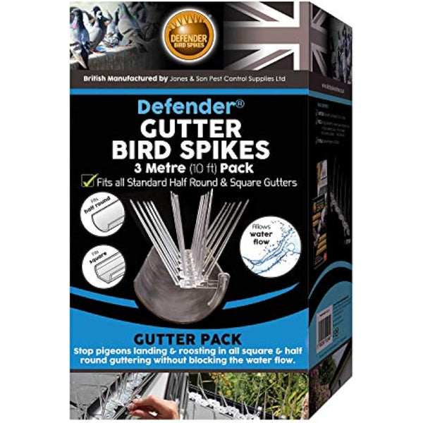 Defender Bird Spikes | Gutter Spikes Pack for Seagulls & Pigeons | Install Guide | 3 Metre