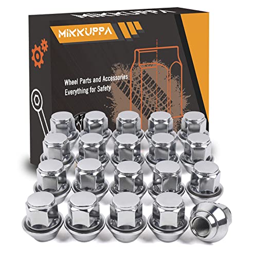 MIKKUPPA M12x1.5 Alloy Wheel Nuts - 19mm Hex Replacement for Ford, fiesta, Kuga, Alloy Wheels (20Pcs, Chrome)