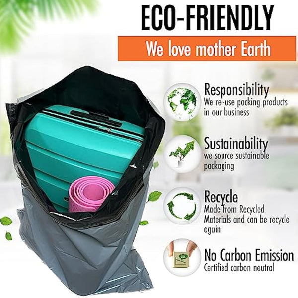 Large Mailing Bags by Calzette Extra Strong Polythene Grey Mail Envelopes for Packaging Clothes Parcel Self Seal Poly Storage Bags 22"x 30" (55cm x 76cm) Postal Bag Packing (10)