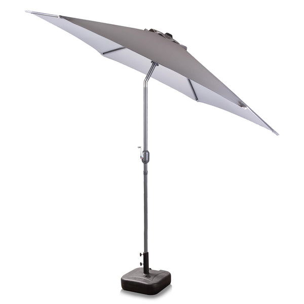 Alfresia 2.7 Metre Parasol - Round with Push Button Tilt, Outdoor Table Parasol Umbrella with Crank Handle, Garden Patio Sun Shade, Grey, Easy Assemble