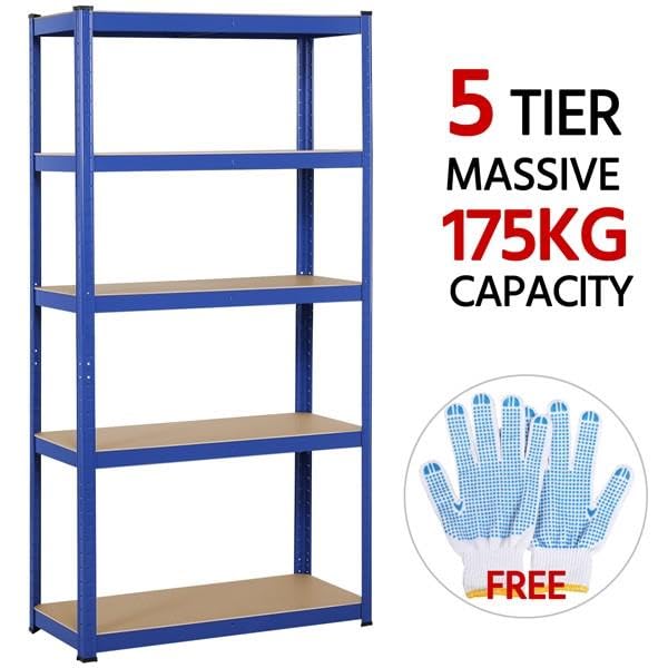 Yaheetech Garage Shelving Units - 5 Tier Heavy Duty Rack for Storage Metal Utility Shelves,180cm x 90cm x 40cm,175KG Per Shelf,Blue