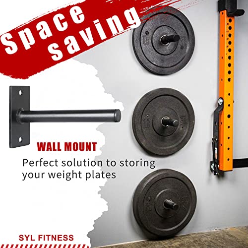 SYL Fitness Wall Mounted Weight Plate Holder - Fits 1" Weight Plates