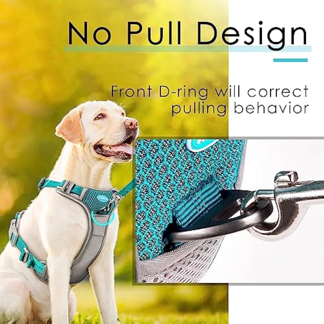 ThinkPet No Pull Harness Breathable Sport Harness with Handle-Dog Harnesses Reflective Adjustable for Medium Large Dogs,Back/Front Clip for Easy Control S Bright Teal