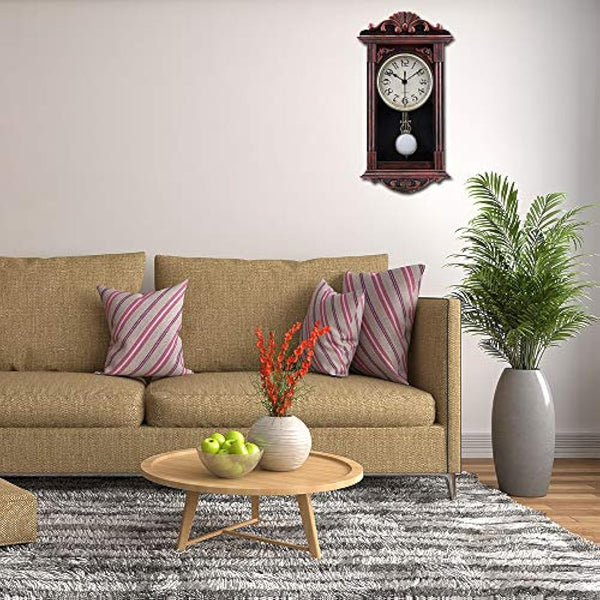 jomparis Pendulum Wall Clock Retro Quartz Decorative Wall Clock for Living Room, Office, Home Decor(16 Inch, Bronze)