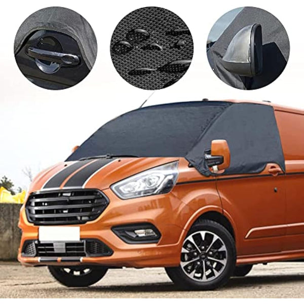 Opaltool Front Windscreen Wrap Cover Fit for Ford Transit Custom MPV 2012-2024, 600D Waterproof Front Window Sunshades Windshield Snow Cover Blind Blocking Screen Protector External Blackout Screen