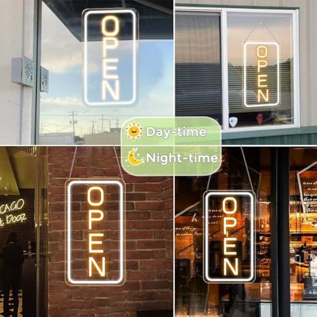LightingWill LED Neon Open Sign, 16"x 9" Ultra Bright Open Signs for Business, Dimmable 5V USB Light Up Signs for Business Window, Coffee Shops, Stores, Restaurants Bars Hotel, Vertical