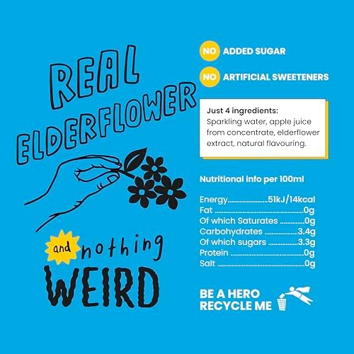 Dalston's Sparkling Elderflower Soda (24 x 330ml) - Real Pressed Elderflower & Sparkling Water - 46 Kcal - No Added Sugar - No Artificial Sweeteners - Healthy Alternative - Low Calorie - Vegan