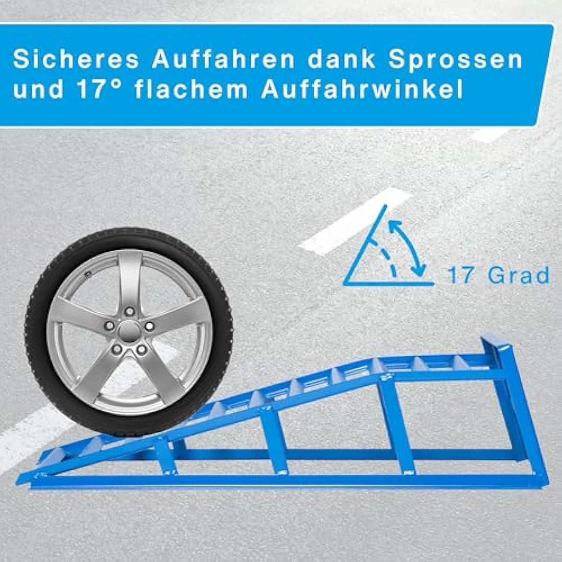 Cartrend Access ramp kit, extra sturdy and wide, load 1.6 tons per each pair, tire distance up to 225 mm, Blue