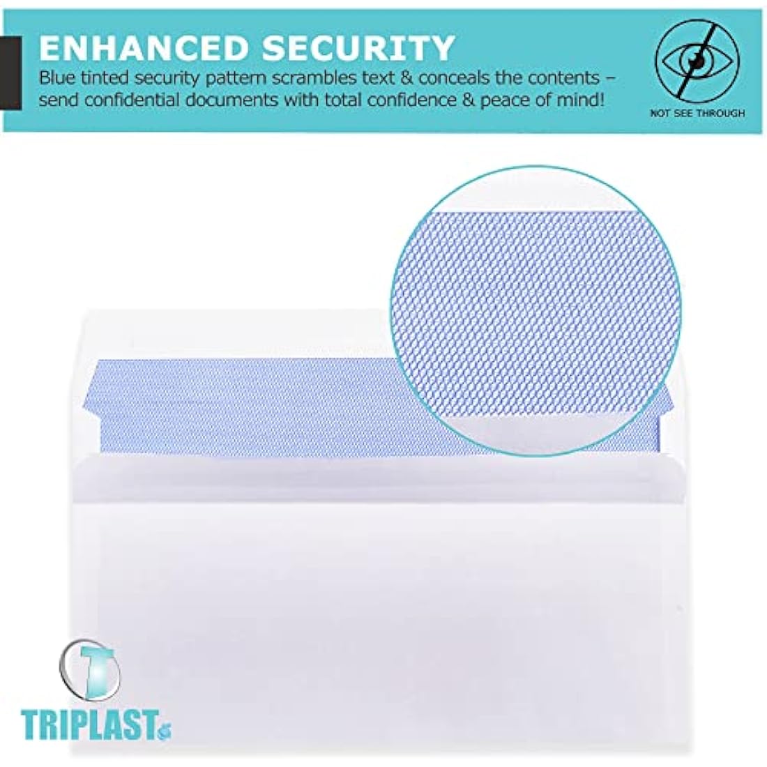 Triplast 500 x DL White Self Seal Security Envelopes (Size: 110x220mm) | Fully Opaque, Self Sealing & Printer Safe Mailing Paper Envelopes | Ideal for Everyday Home, Office & Commercial Use