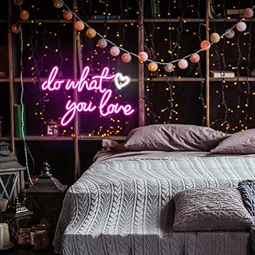SIGNSHIP Do What You Love Neon Sign Pink LED Words Neon Light Wall Decorative Sweet LED Light Letter Led Sign for Bedroom Bar Wedding Birthday Party Valentine's Day Christmas Decor Gift