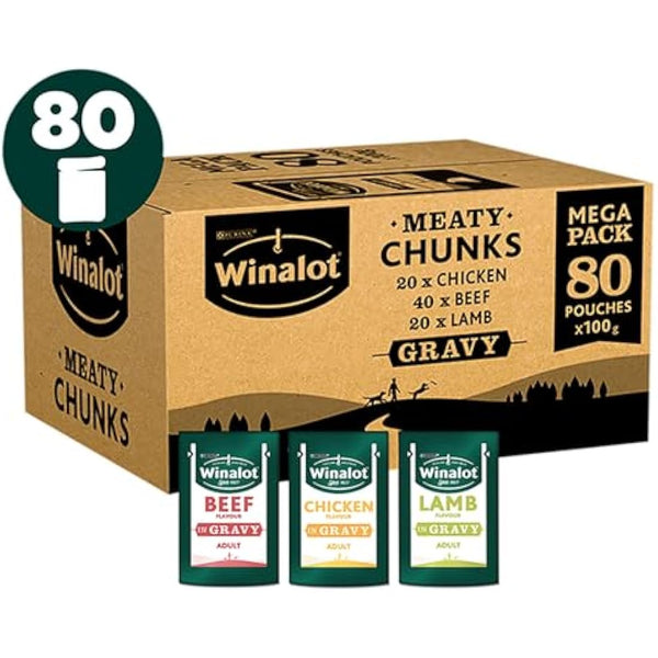 Winalot Meaty Chunks Mixed in Gravy Wet Dog Food 80x100g