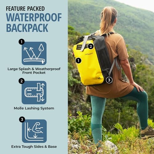 Overboard Explorer Waterproof Backpack Bundle | Roll Top Floating Dry Bag for Kayaking, Beach, Boating, Hiking, Rafting | Includes Waterproof Phone Case and Backpack Organiser