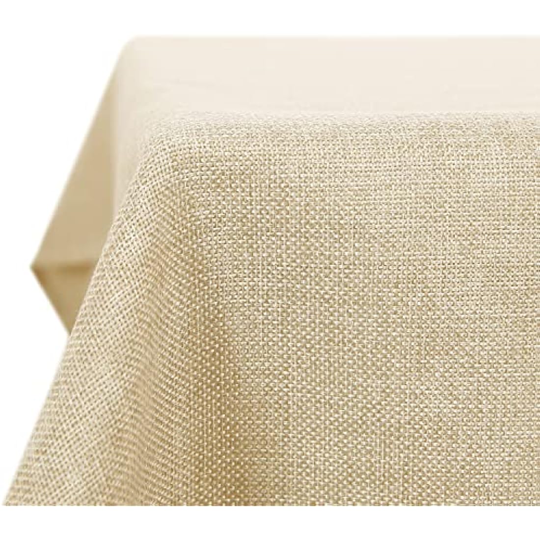 Deconovo Faux Linen Wipeable Tablecloth Rectangle Table Cover for Party 52x70in(132x178cm) Beige