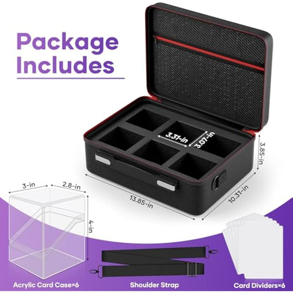 Card Deck Box with Portable Case, 6 Pack Clear Commander Deck Box with 6 Dividers, Holds 600+ Double Sleeved Cards, Fit for MTG, YuGiOh, TCG
