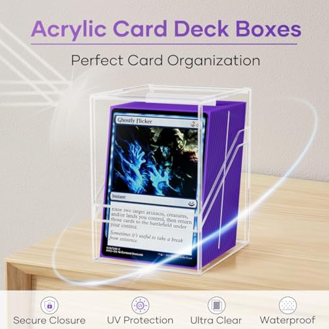 Card Deck Box with Portable Case, 6 Pack Clear Commander Deck Box with 6 Dividers, Holds 600+ Double Sleeved Cards, Fit for MTG, YuGiOh, TCG