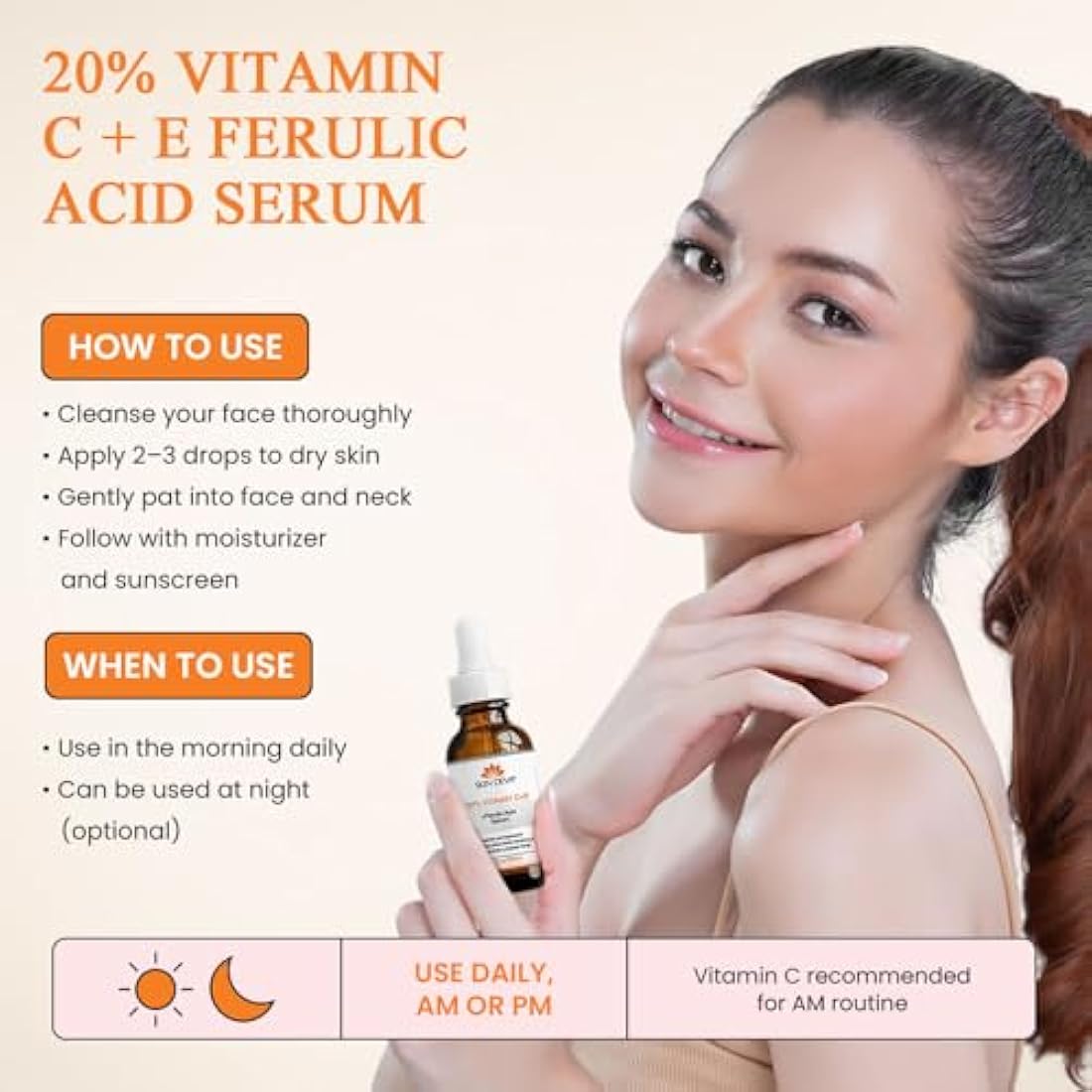 SKIN DEVA 20% Vitamin C and E with Ferulic acid, for acne scars,hyperpigmentation and anti aging 30ML