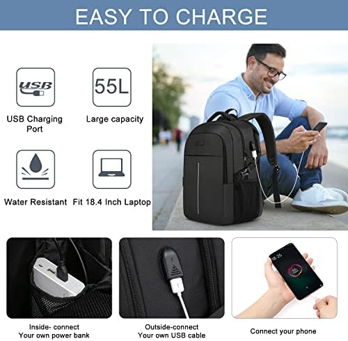 WENIG Laptop Backpack,Extra Large Business Travel Work Computer Rucksack with USB Charging Port