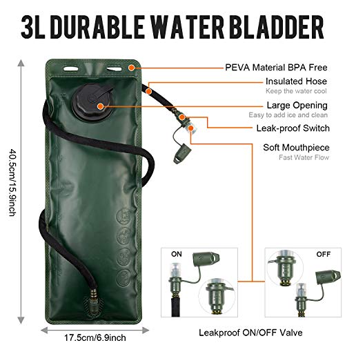 G4Free Hydration Pack Tactical Backpack Rucksack with 3L Water Bladder for Hiking Cycling Biking Running Walking and Climbing