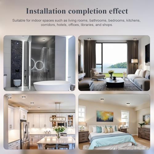 Sweier Waterproof Downlight Black,IP65 Recessed Ceiling Light Warm White 3000K,5W GU10 Downlights for Bathroom Ceiling,430Lumen LED Bathroom Spotlight,Cutout 68mm/2.68in,4 Pack