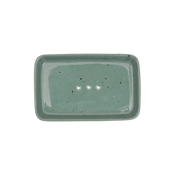 Tranquillo Ceramic NICOLE square soap dish with drainage holes 14 x 9 cm, Green