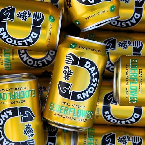 Dalston's Sparkling Elderflower Soda (24 x 330ml) - Real Pressed Elderflower & Sparkling Water - 46 Kcal - No Added Sugar - No Artificial Sweeteners - Healthy Alternative - Low Calorie - Vegan