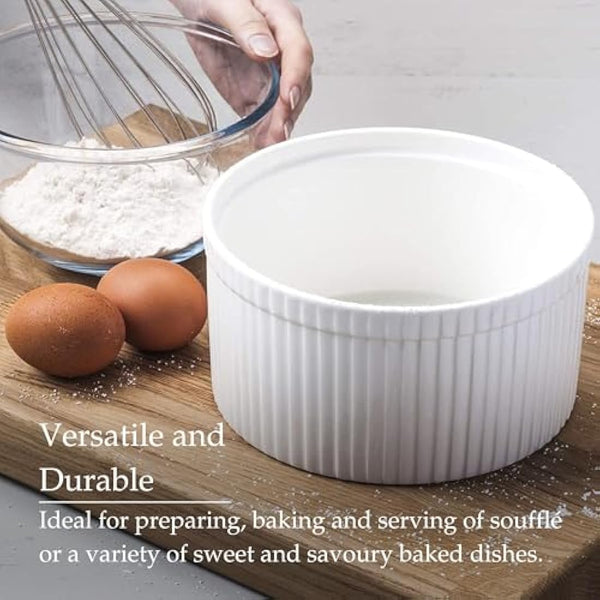 WM Bartleet & Sons 1750 T178 Traditional Porcelain Professional Soufflé Dish, 18cm Diameter, 1.6 LTR Capacity – White