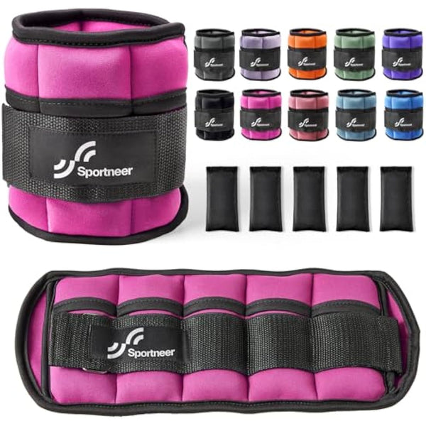 Sportneer Ankle Weights Adjustable Ankle Weights Set Wrist Strap 0.45kg - 2.25kg Each Ankle, 0.9kg - 4.5kg a Pair