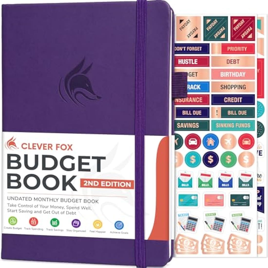 Clever Fox Budget Book 2.0 – Financial Planner & Expense Tracker Notebook. Monthly Budgeting Money Organizer. Compact, 13.5x19cm (Purple)