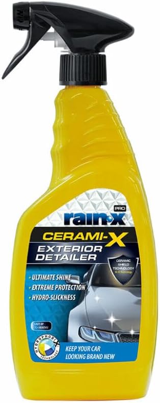 Rain-X Ceramic Car Coating Spray; High Gloss Car Wax with Hydrophobic and UV Protection; Protects for 3 Months + Cloth- 750ml