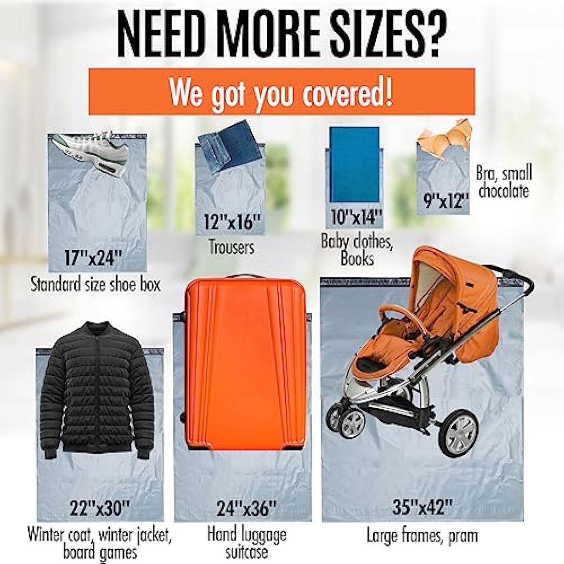 Large Mailing Bags by Calzette Extra Strong Polythene Grey Mail Envelopes for Packaging Clothes Parcel Self Seal Poly Storage Bags 22"x 30" (55cm x 76cm) Postal Bag Packing (10)