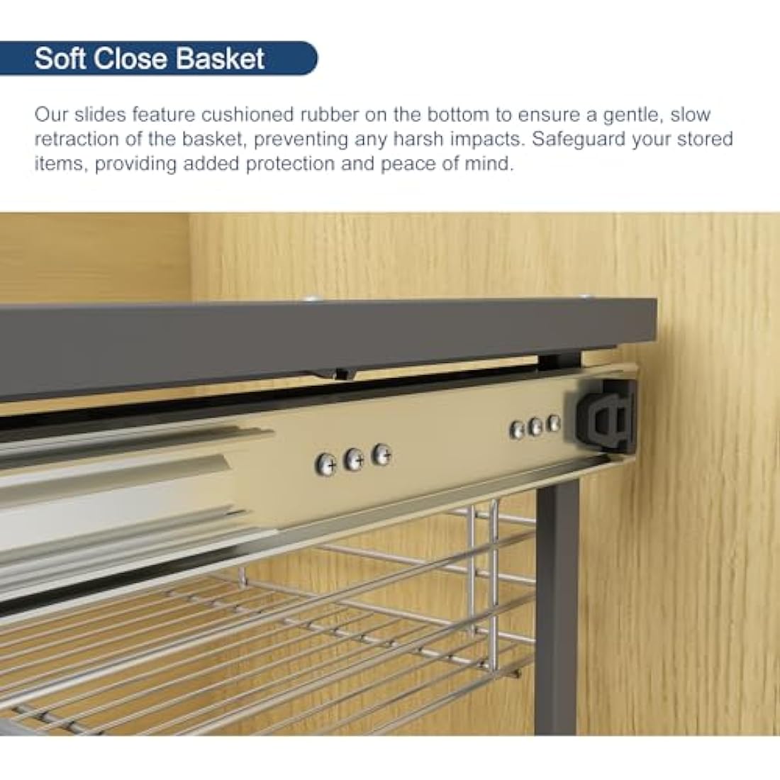 VADANIA Blind Corner Pull Out Organizer for 800mm Cabinet Left Open & Right Open Compatible, Min Opening 370mm, 2-Tier Pull-Out Basket, Soft Close, Bottom Mount