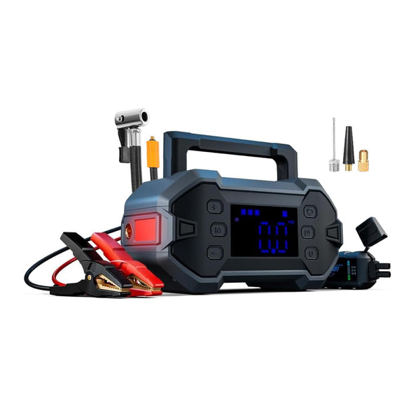 Jump Starter Power Pack Car Battery Starter 2000A 12V for 7.0L Gas & 6.5L Diesel with 12V/6A Output Extension Port, Portable Car Battery Booster 16000mAh Power Bank, High-Efficiency for All Weather
