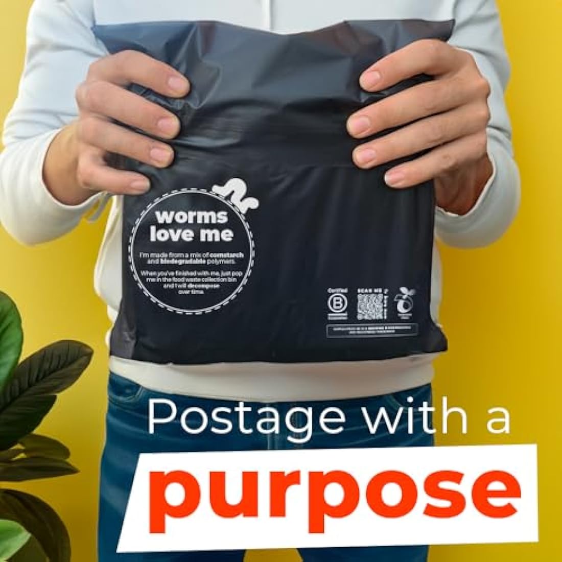 Simplelifeco UK Eco Friendly Compostable Mailing Bags (Medium: 12 x 16”, Pack of 25) - Compostable Mailers - Postage Bags - Eco Friendly Packaging