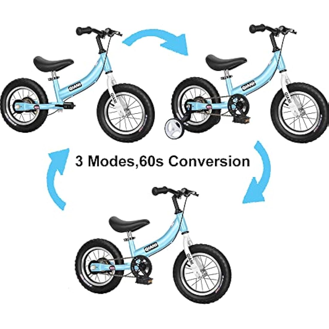 Qiani Balance Bike 2 in 1 for Toddlers,Kids 2 3 4 5 6 7 Years Old,Balance to Pedals Bike,12 14 16 inch Kids Bike,with Pedal kit,Stabilisers,Brakes