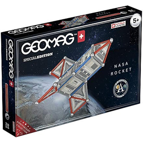 Geomag- 810 Special Edition - NASA Rocket, Magnetic Constructions, White, Grey, Red, 84 Pieces
