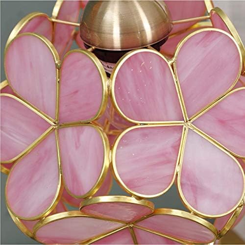 Bieye L30732 Tiffany Style Stained Glass Flower Petal Table Lamp with Brass Base for Home Décor (Pink, 8" Cherry Blossom)
