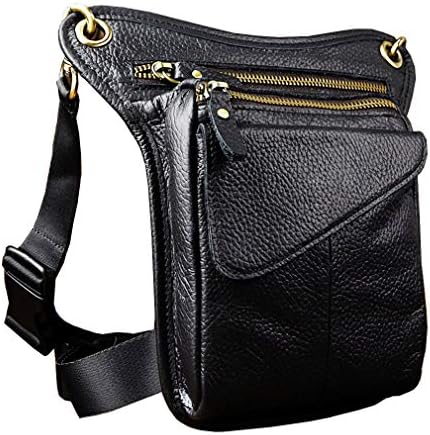 Xieben Leather Drop Leg Bag for Men Women Motorcycle Bike Riding Cycling Multi-Purpose Thigh Waist Fanny Pack Bum Pocket Hiking Sports Camping Travel Pouch Black